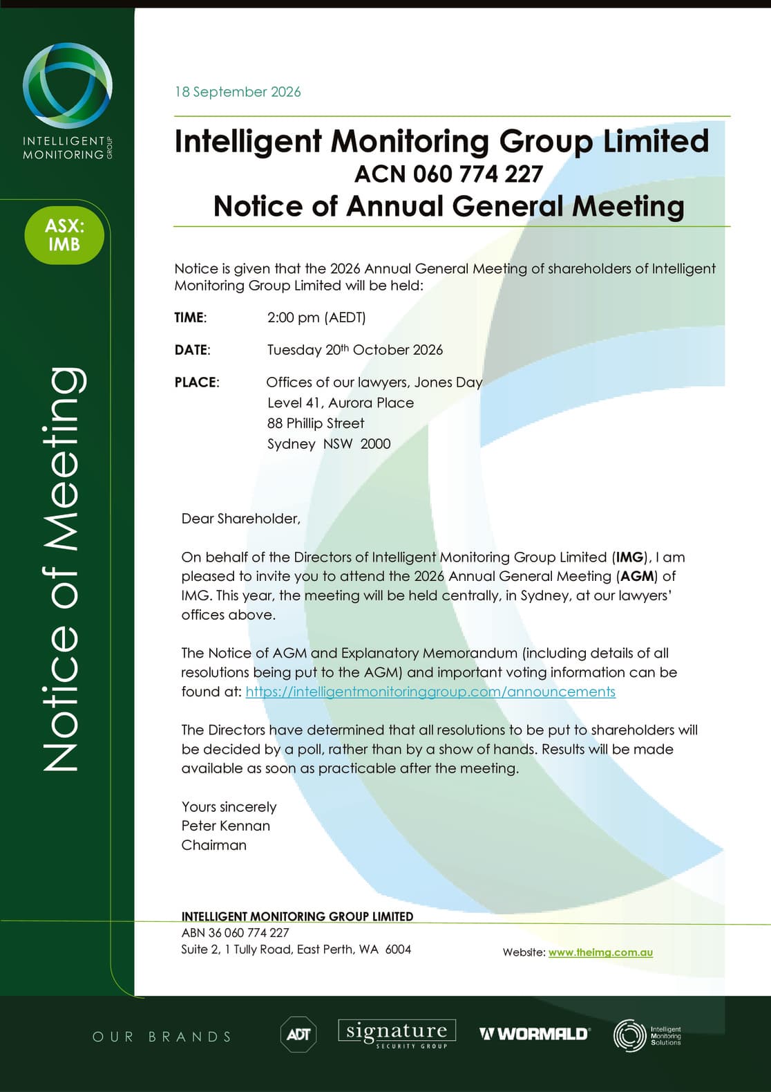IMB - Notice of Annual General Meeting/Proxy Form
